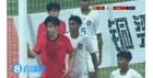 U16国足角球混战破门，裁判示意还没响哨进球无效