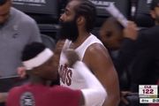 手很硬！哈登外线开火连中2记三分 率领骑士打出8-0夺回1分优势