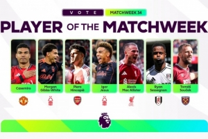 英超第34轮最佳球员候选:卡塞米罗、因卡皮耶、麦卡利斯特在列