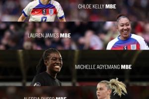 英足总:6名女足欧洲杯冠军球员和男足U21主帅被授予MBE